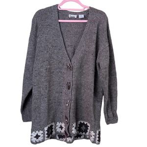 Vintage Capacity Handmade Granny Stitch Cardigan Wool Sweater